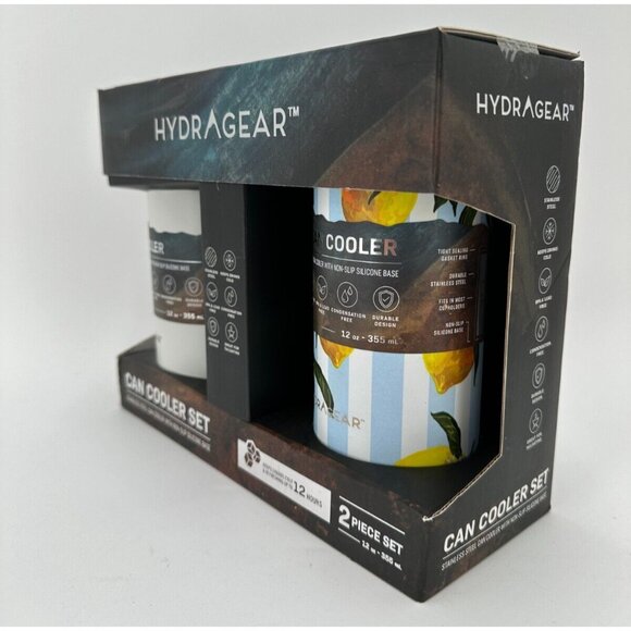HydraGear Can Cooler Set 12 oz Stainless Steel Non-Slip Silicone Base SLIM & Reg - Picture 5 of 7